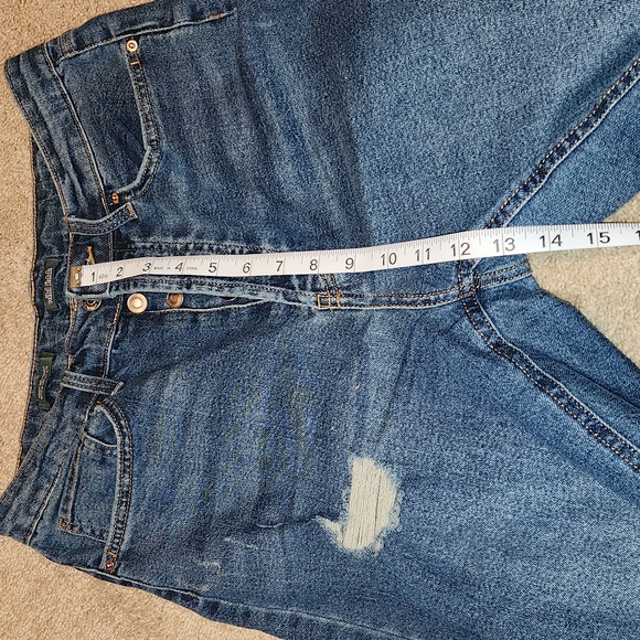 Women's Super-High Rise Distressed Straight Jeans - Wild Fable Medium Wash 4 - Picture 7 of 9